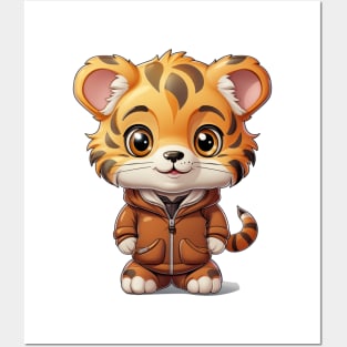 cute tiger cub Wear a long-sleeved shirt Posters and Art